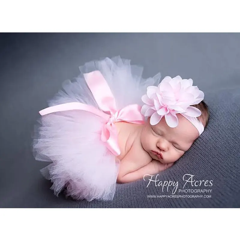 

Newborn Baby Girl Tutu Skirt and Flower Hair Band Set Newborn Photography Props Ball Gown Skirts Headband Children Birthday Gift