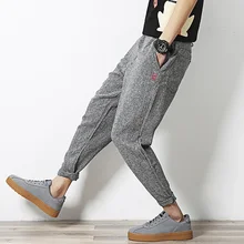 Лидер продаж! Мужские повседневные штаны Весна вышивка маленькие брюки штаны-шаровары тонкий Штаны костюмы