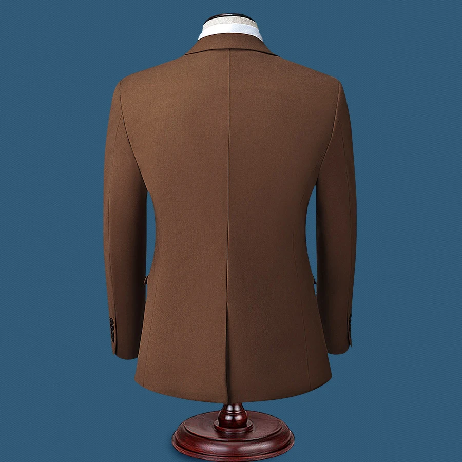 Khaki Business Style Tailor-made Suit Slim Fit for Men Custom Single Breasted One Button 2 Pieces (Jacket+Pants) Peak Lapel