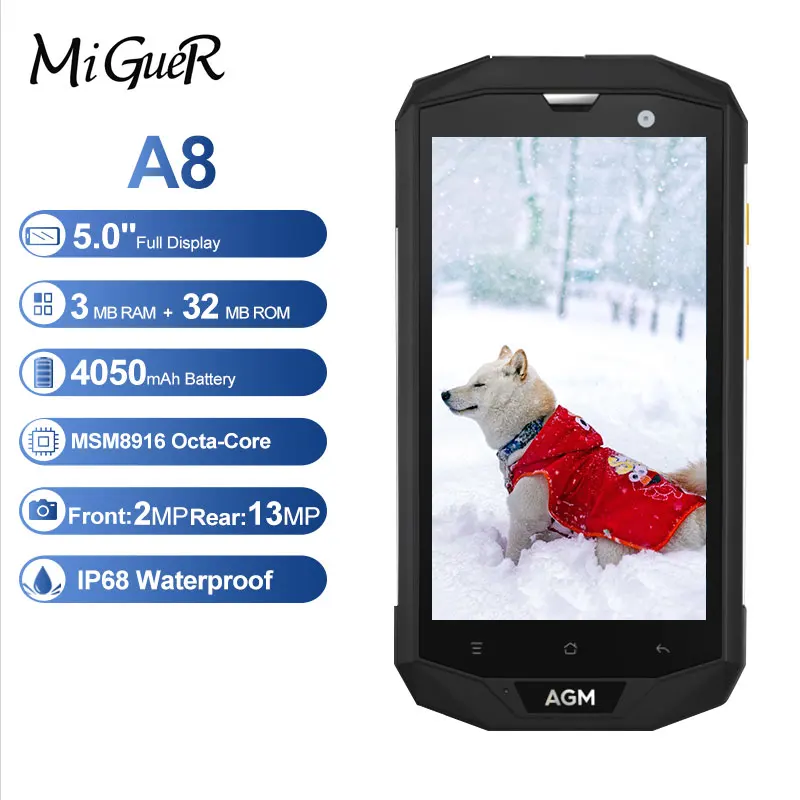 Оригинальный AGM A8 IP68 Водонепроницаемый Android 7 1 MSM8916 четырехъядерный 2 ГГц 5 0 дюймов