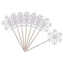 60 Pack Snowflake Cupcake Toppers Glitter Snowflake Cake Topper Picks for Christmas Birthday Party Baby Shower Wedding Cake De
