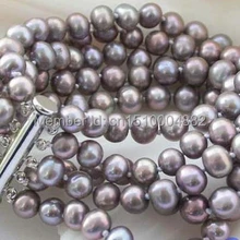 Shitou 00352 5ROW 8 ММ лаванды КРУГЛЫЙ БРАСЛЕТ ПЕРЛЫ ПРЕСНОЙ ВОДЫ