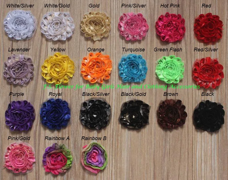 

Costing Price 16y 2.5" Shiny Metallic Shabby Flowers for Girls Hair Accessory,Craft Supplies,Shimmer Shabby Headband Flower