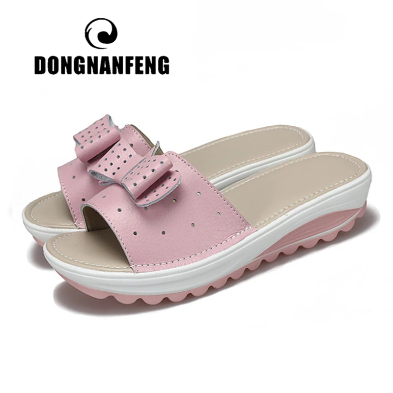Босоножки DONGNANFENG женские из натуральной кожи уличные сандалии на платформе