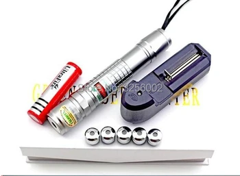 

High powered military Green laser pointer 500000m 500W 532nm Lazer Burning match Burn cigarettes Pop Balloon+5 caps+Charger+Box
