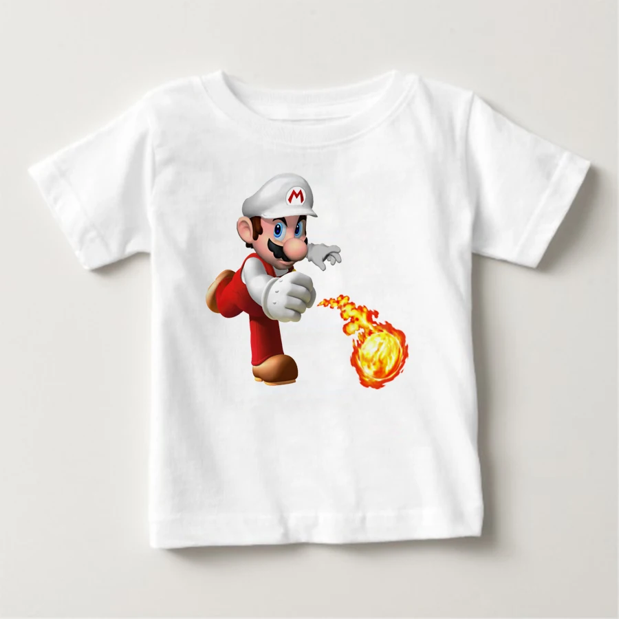 Mario brothers с рисунками героев мультфильма Детская футболка милые Для мальчиков и