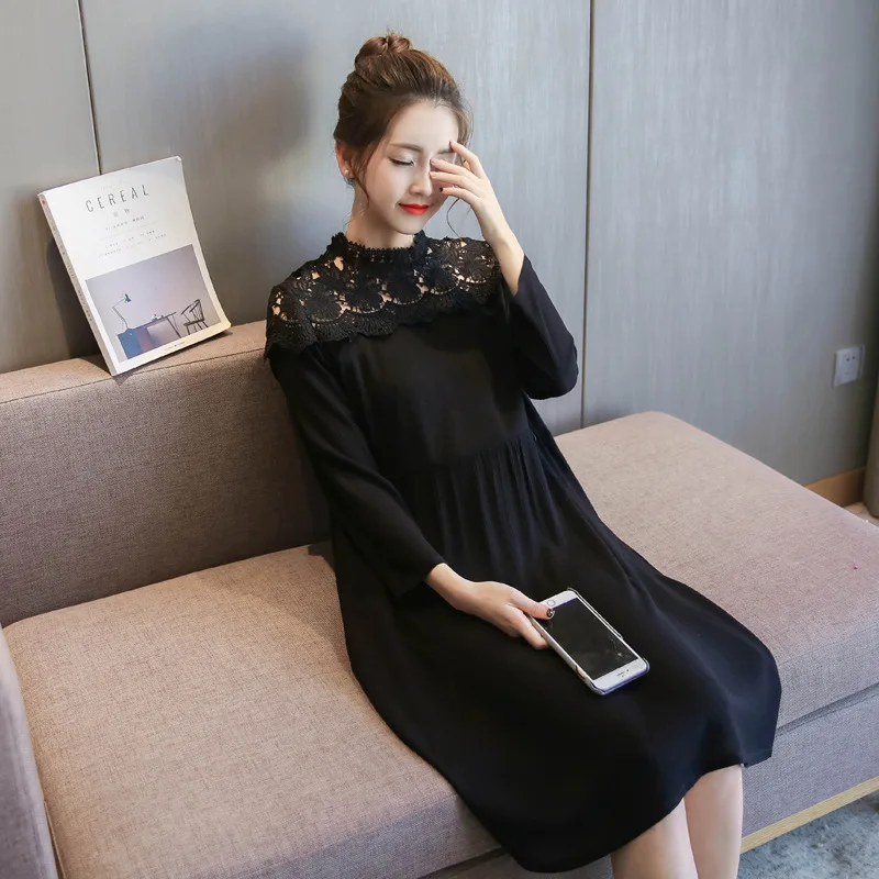 Cute 2018 Spring And Summer Pregnant Women Pleated Long Sleeves Chiffon Dress Maternity Elegant Pleated Black Shirts Dresses Cute 2018 Spring And Summer Pregnant Women Pleated Long Sleeves Chiffon Dress Maternity Elegant Pleated Black Shirts Dresses
