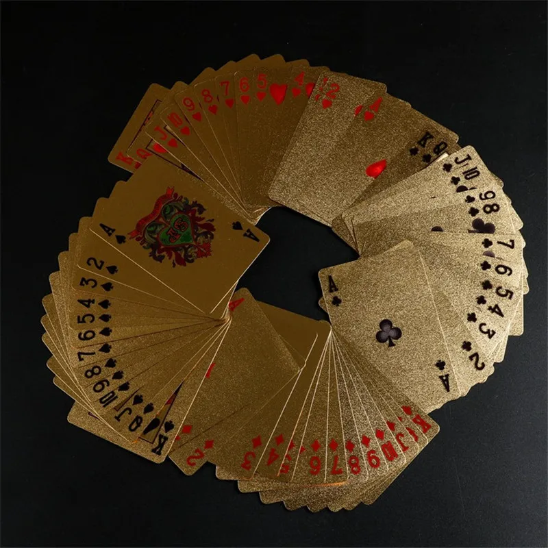 Высокое качество, водонепроницаемый ПВХ пластиковый набор игральных карт, тренд, 54 шт., колода, покер, Классический магический инструмент, Золотой магический ящик