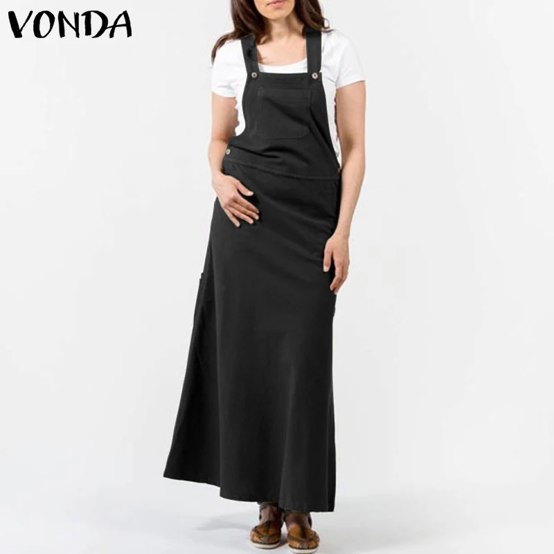 

2019 VONDA Sexy Solid Color Dress 2019 Summer Sleeveless Off Shoulder Maxi Dresses Casua Loose Long Vestidos Plus Size Sundress