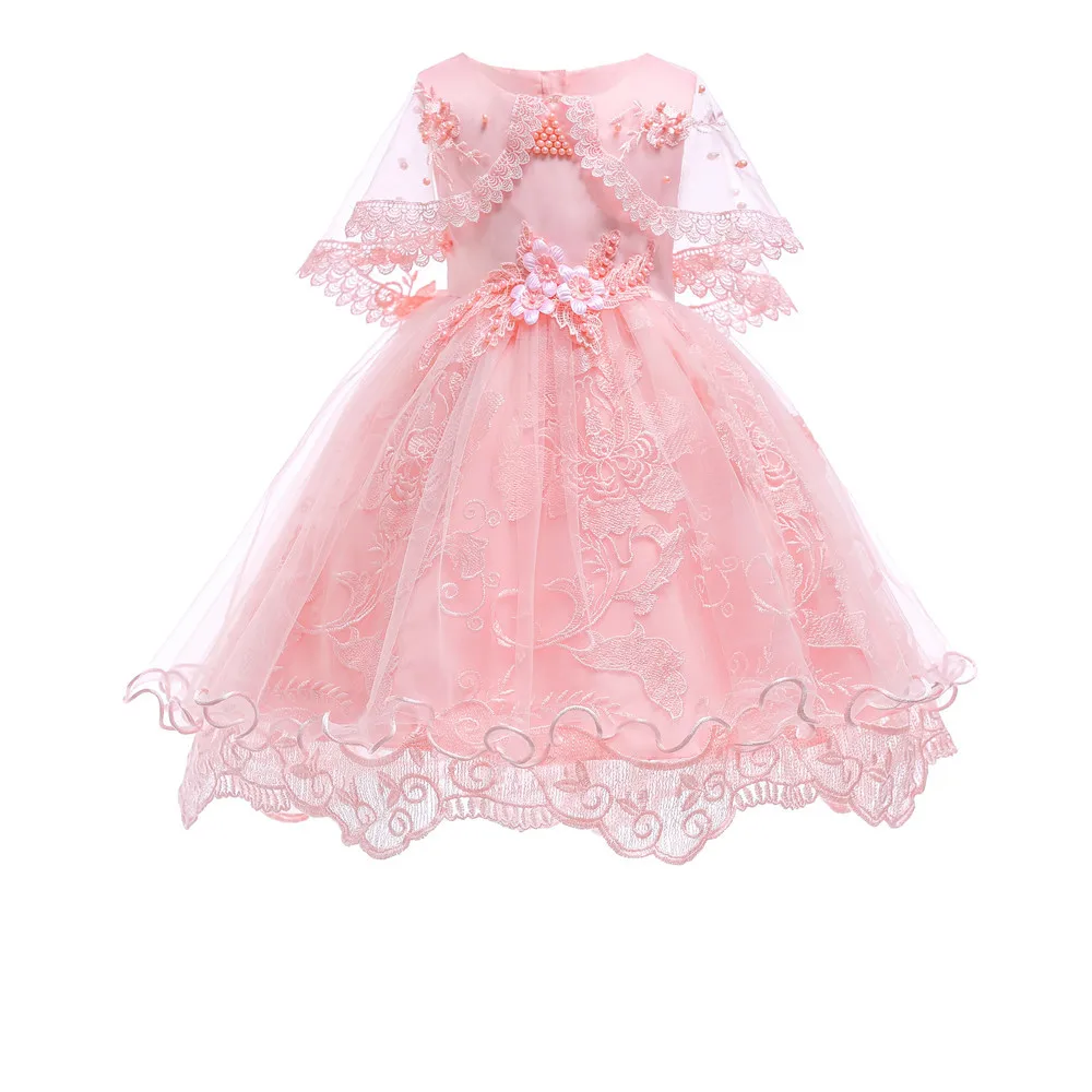 Кружевное платье для девочек от 2 до 10 лет Вечерние платья из тюля с цветочным рисунком для маленьких девочек элегантная Детская одежда детское платье для девочек, платье принцессы на свадьбу