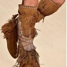 Г. высококачественные модные женские сапоги до колена с украшением в виде кисточки повседневная обувь на плоской подошве с круглым носком женские слипоны обувь для девочек