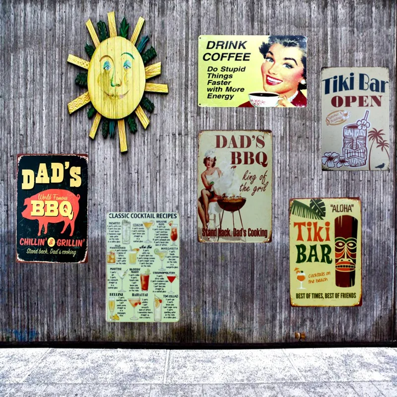 Kitchen man cave Dad/'s BBQ Retro metal Sign vintage