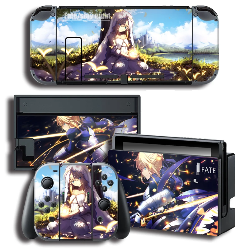 

Protector Cover Decal Vinyl Skin Saber FATE Sticker for Nintend Switch NS Console+Controller+Stand Holder Color sticker