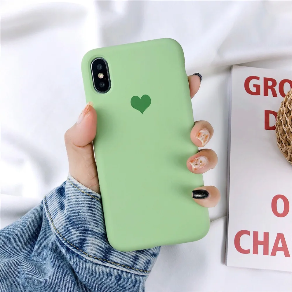 HUANQING Fashion Love Liquid mobile phone case For X XR XS Max 6 6S 7 7Plus 8 8Plus Protective Cover Sugar color case01