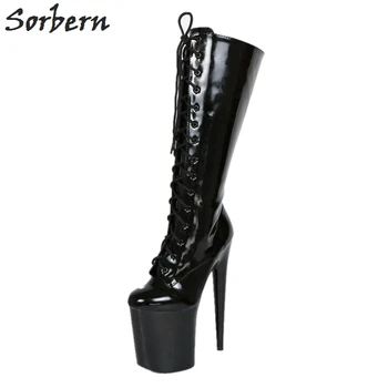 

Sorbern Knee High Women Booties 20Cm High Heels Platform Boots Long Ladies Boots Calf Wide Fit Lace Up Wide Calf Boots