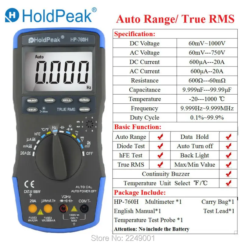 Aliexpress.com : Buy HoldPeak HP 760H True RMS Auto Range