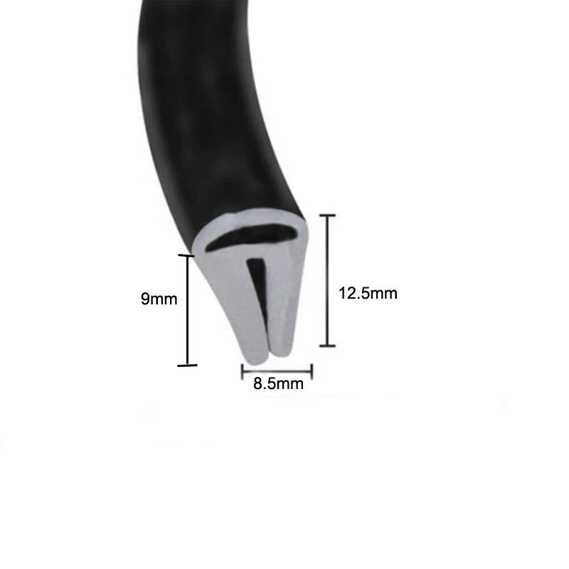 Negro Flexible Goma en u Canal Borde Junta Coche Embellecedor 1mm 2mm Material