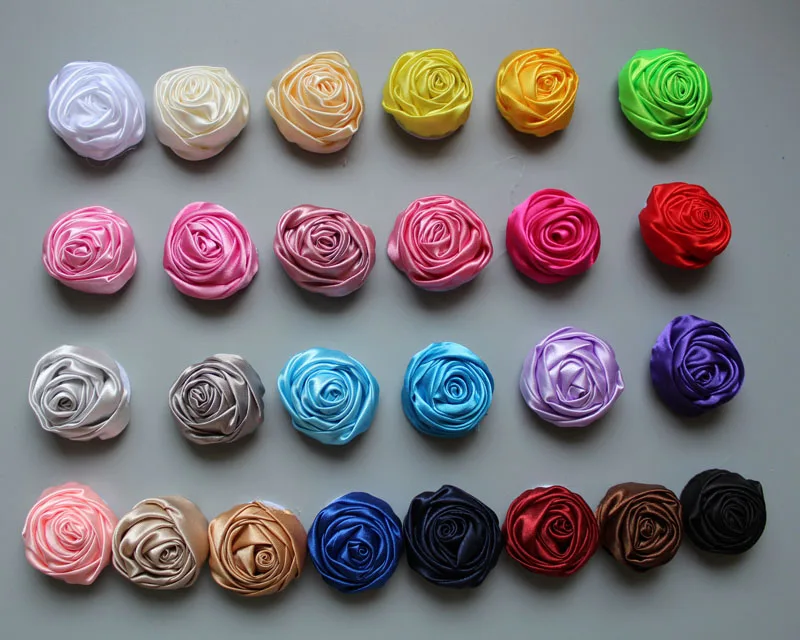

(1000pcs/lot) 3.5cm mini Newborn Handmade Rolled Soft Satin Rose Flowers Artifcial Solid DIY Fabric Flowers For girl Headbands