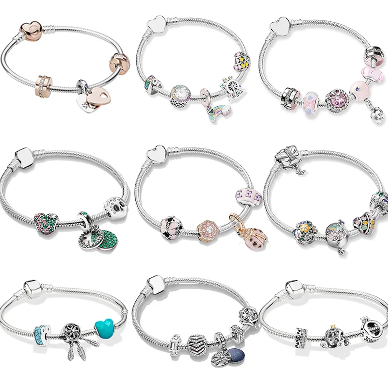 

2019 Spring Authentic 925 Sterling Silver Original Europe Bracelet Set Fit Women Bangle Bead Charm Wedding Gift DIY Jewelry