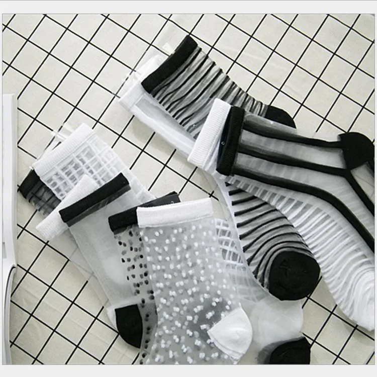 Hipster-Harajuku-Ankle-Socks-Women-Fashion-Transparent-Stripe-Short-Female-Summer-Women-s-Socks-Summer-2019