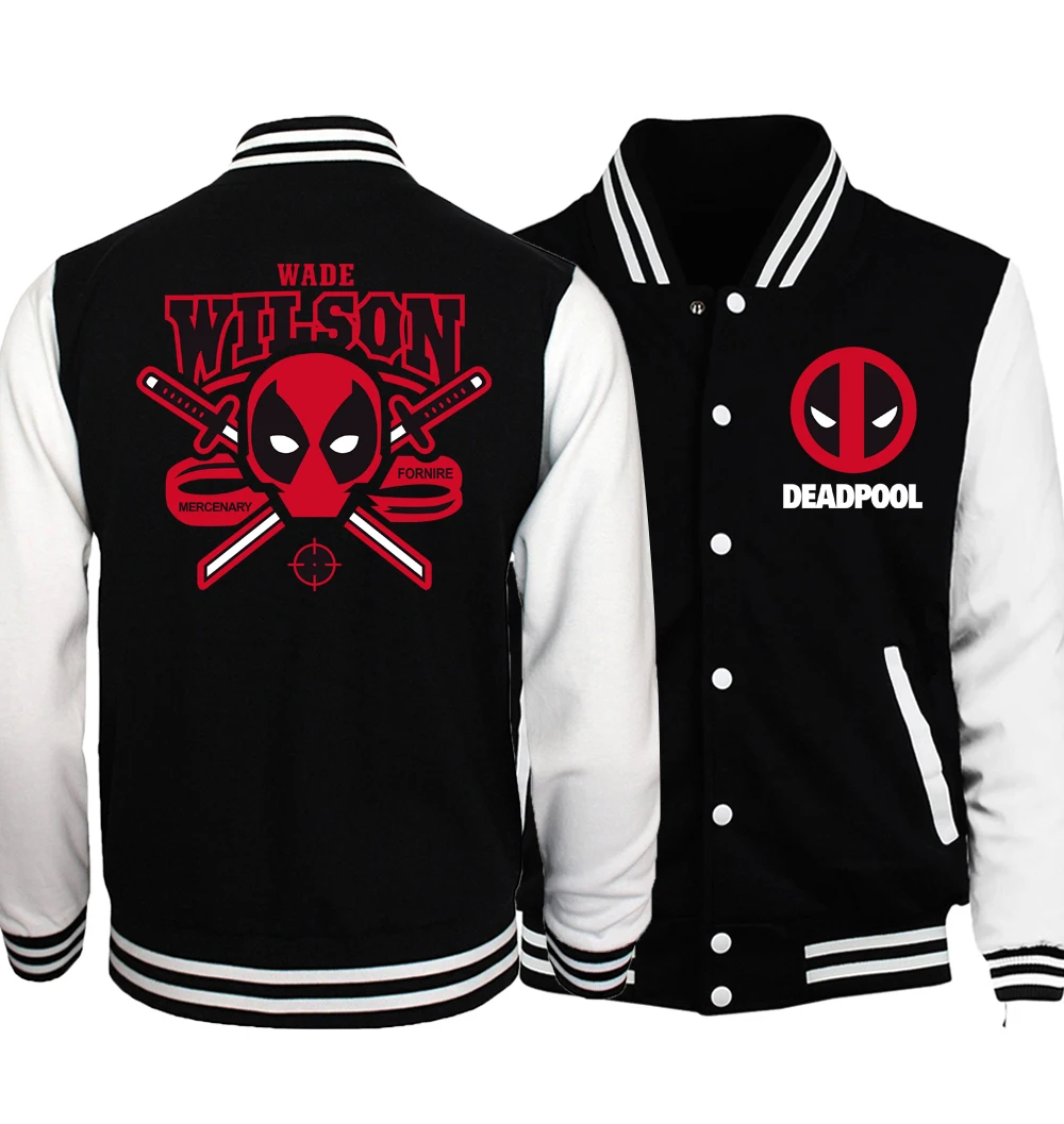 

2017 spring autumn DEAD POOL baseball jackets men women unisex plus size hoodies casual button brand tracksuit sweatshirt S-5XL