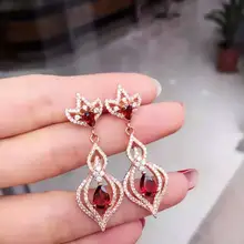 Натуральный Красный Гранат Камень Висячие серьги 925 серебро натуральный драгоценный камень серьги женские индивидуальные капли воды серьги для вечерние