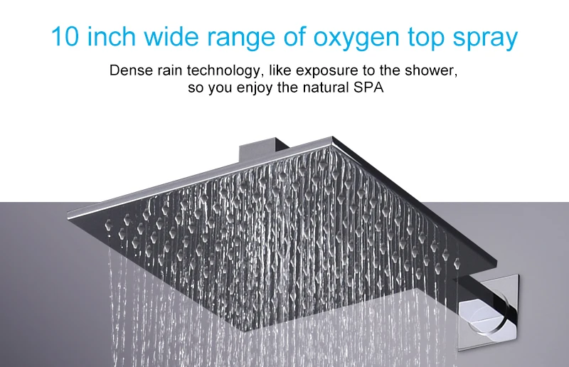 10'' Wall Mounted Shower Faucet Bathroom Rainfall Shower System Set Thermostatic Faucets Tub & Handheld Sprayer Fold Mixer Tap (5)