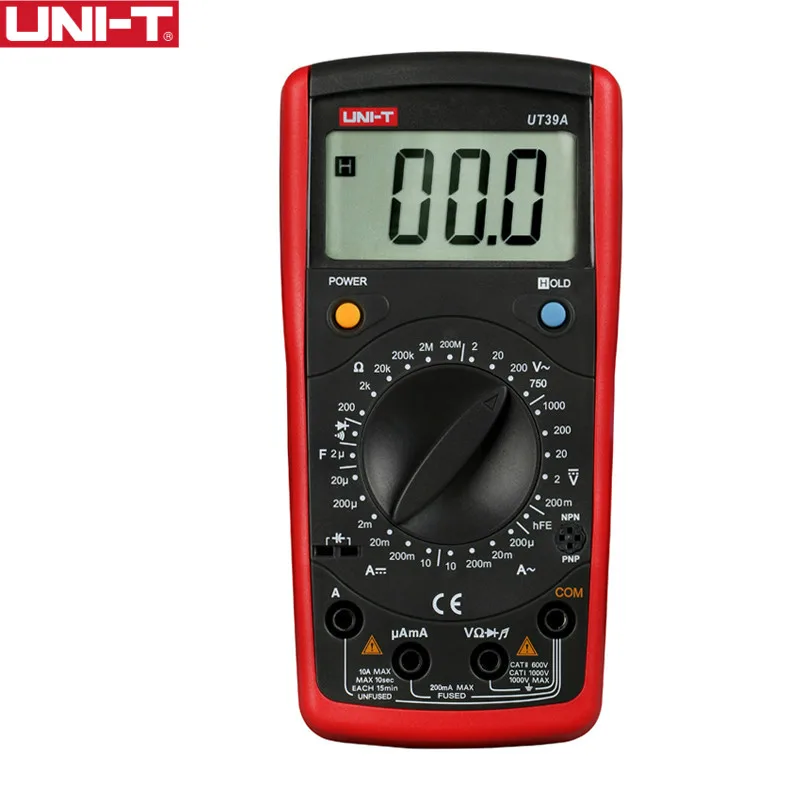 

UNI-T UT39A Modern Digital Multimeters Manual Range Cap Ohm Transistor Diode Tester Data Hold Battery Test