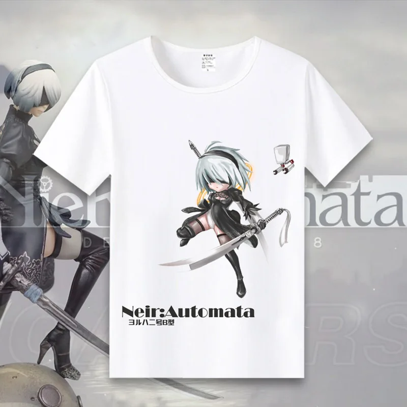 Coshome New Game NieR Automata 2B T-shirts NieRAutomata T Shirt Men Women Tops Short Sleeves Summer Tees (8)
