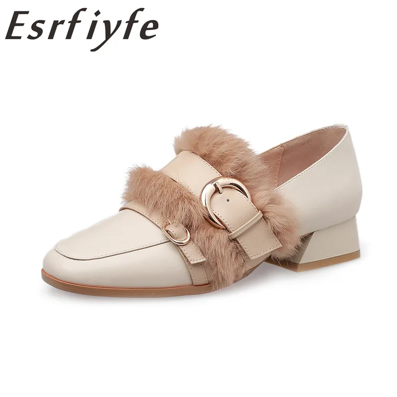 ESRFIYFE/Новинка 2019 года, обувь из натуральной кожи наивысшего качества, весенне-Осенняя обувь на низком каблуке с квадратным носком, женские