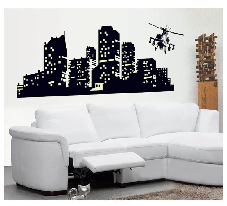 Large Fluorescent Luminous vinyl Wall Stickers City of the night sky
