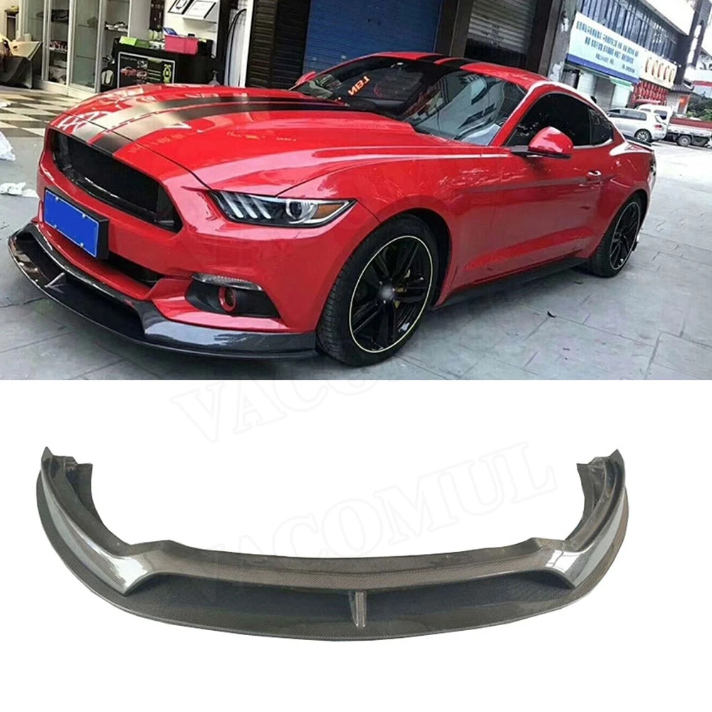 

Front Lip Spoiler For Ford Mustang Coupe 2015 2016 2017 AC Style Carbon Fiber Head Bumper Chin Shovel Guard Car Styling