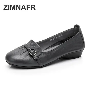 

ZIMNAFR BRAND 2018 NEW WOMEN FLATS GENUINE LEATHER WOMEN FASHION FLATS SHOES WOMENS CASUAL FLATS SIZE 35-40
