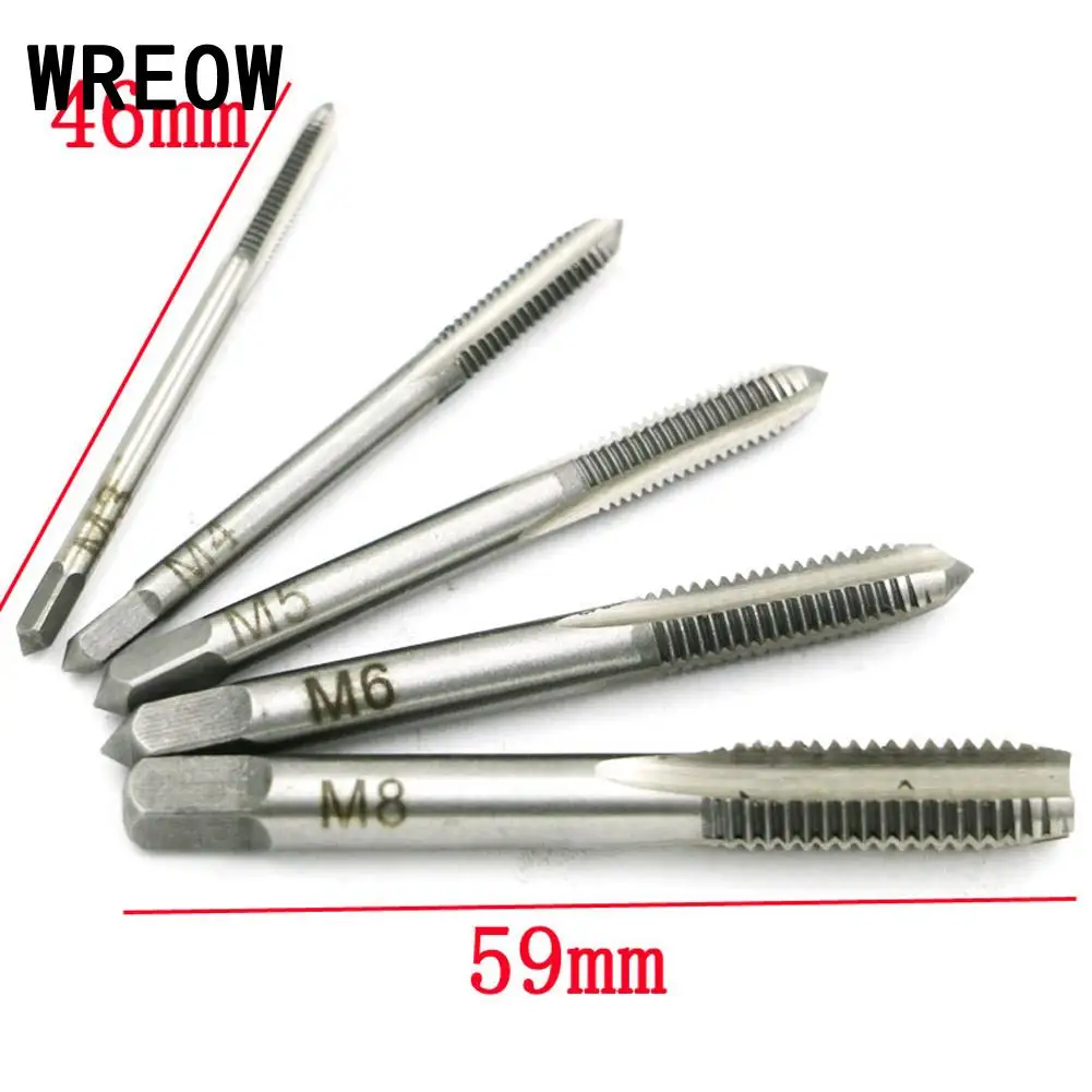 

5Pcs Tapping Hand Screw Thread Hole Metric Plug Straight Flute Tap Drill Bit Set Grinding Carving Tool M3/ M4/ M5/ M6/ M8