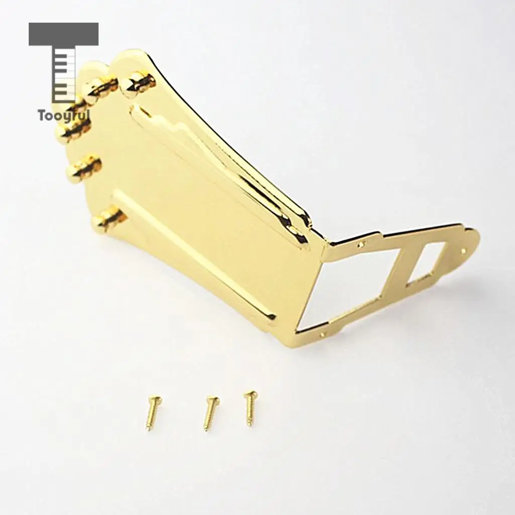 Tooyful 6 String Guitar Tailpiece Bridge for Archtop Jazz Guitar Replacement Parts Golden