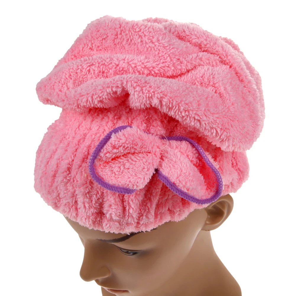 Косметическая шапочка из микрофибры, шапка для женщин, для сушки волос, шапка для девушек, быстросохнущая шапочка для волос, для ванной, для сушки головы, для макияжа, шапочка для ванной - Цвет: Розовый