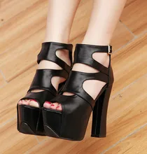 Neue mode rau mit den fischkopf schuhe Nachtclub schuhe 15 CM mit reißverschluss Hohl sandalen