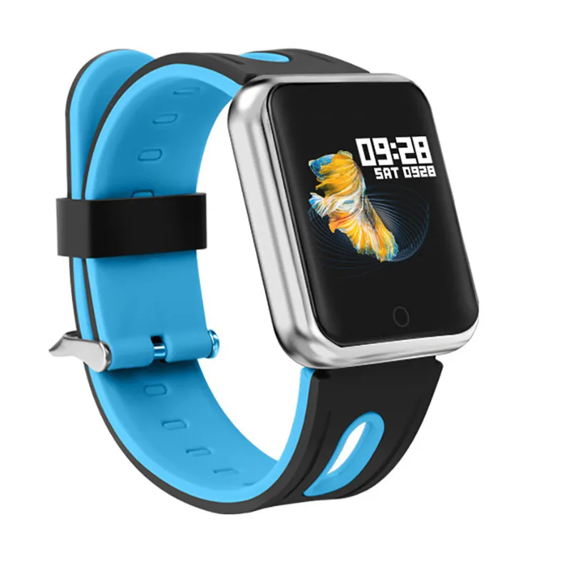 P68 спортивные IP68 Смарт-часы фитнес-браслет трекер активности пульсометр кровяное давление для Android iPhone PK IWO 8 10 - Цвет: Silica Black-Blue