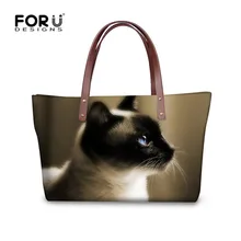 FORUDESIGNS/милые женские сумки с 3D принтом кота, повседневные женские сумки на плечо для девочек, роскошная верхняя часть одежды для путешествий, сумка с ручкой, Bolsa