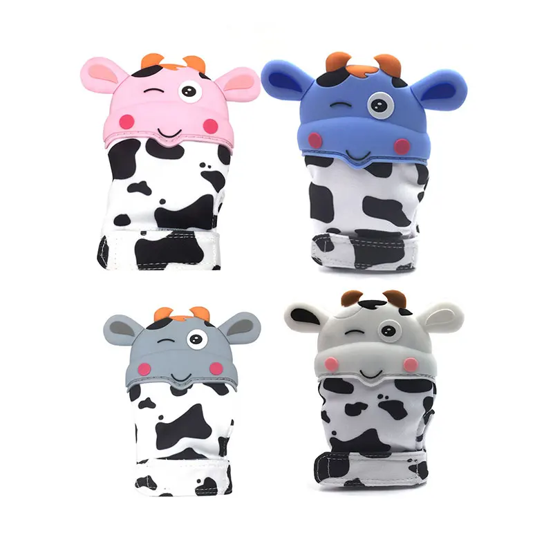 

Baby Cow Shape Silicone Teether Pacifier Glove Teething Chewable Newborn Nursing Teether Beads Infant Teether Gloves