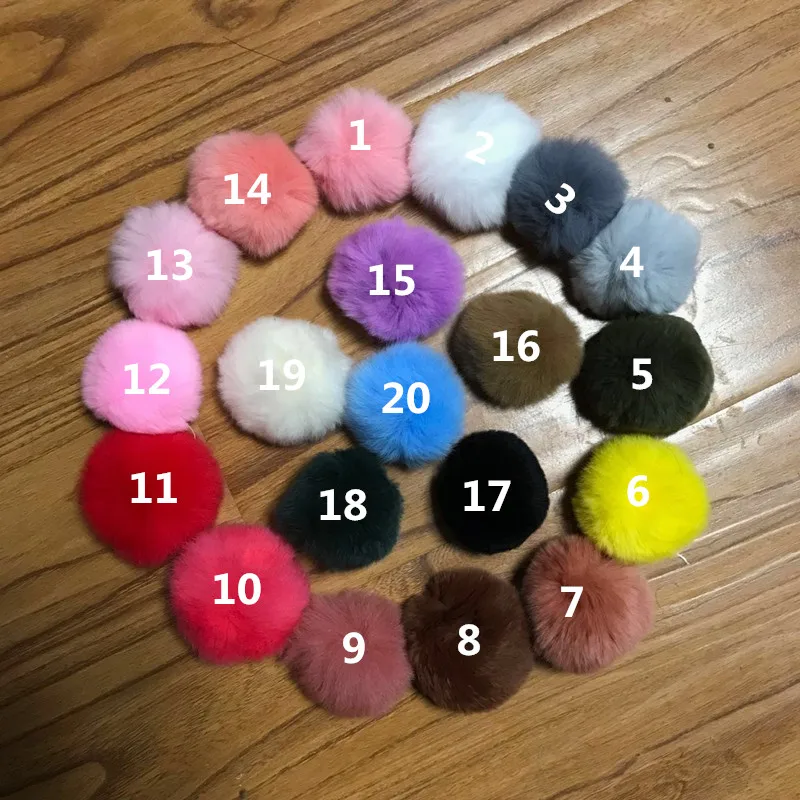 

Magicfur - 1 Lot/2PCS 6cm Real Rex Rabbit Fur Pom Pom Ball DIY Keychain Hat Beanie Shoes Accessories