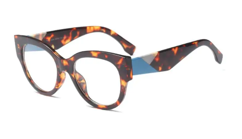 Кошачий глаз, оправа для очков, прозрачные очки, роскошные очки для близорукости, большие синие очки, Женские аксессуары, прозрачные линзы, очки - Цвет оправы: C13 leopard clear