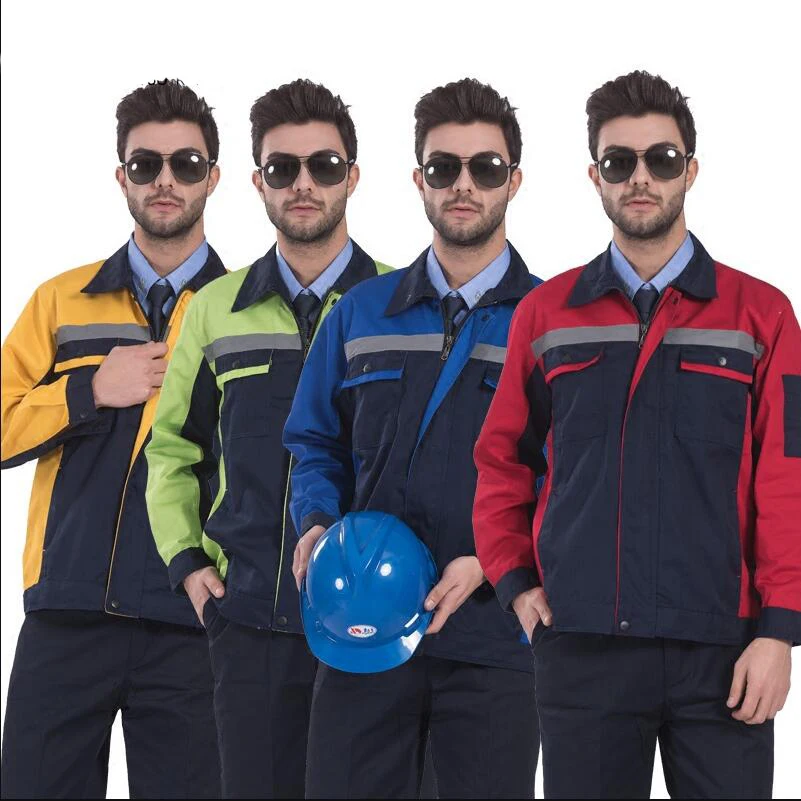 

Reflective Stitching Color Workwear Jacket and Trousers Work Set Clothing with Reflective Stripe Embroidery Logo Printing