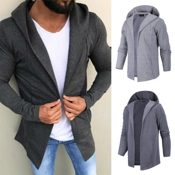 

OA Fashion Mens Hoodie Solid Trench Coat Long Jacket Cardigan Long Sleeve Outwear