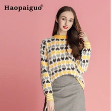 2019 Spring Thick Warm Pullovers Knitted Sweaters Women's Love Star Sweet Pullovers Female Soft Jumper Tops Long Sleeve Outwear