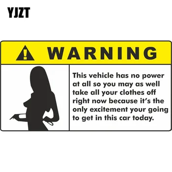 

YJZT 12*6.4cm Cartoon Fun WARNING JDM RACING DRIFT Retro-reflective Decals Car Sticker C1-8131