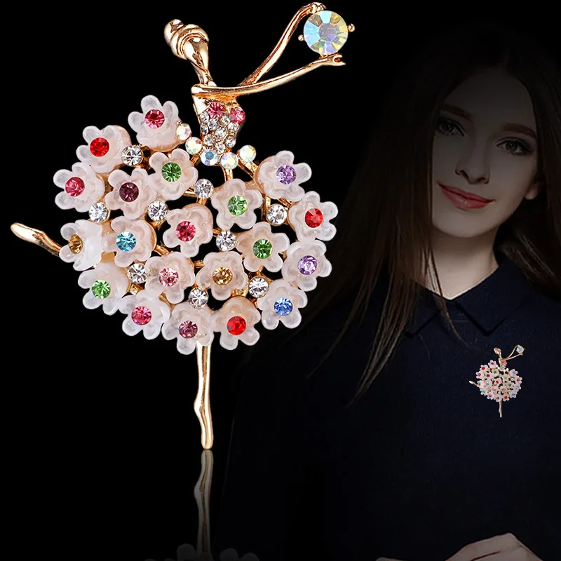 Ladies Crystal Rhinestone Flower Brooch – Alloy Metal Pin For Jackets, Blazers, Gifts