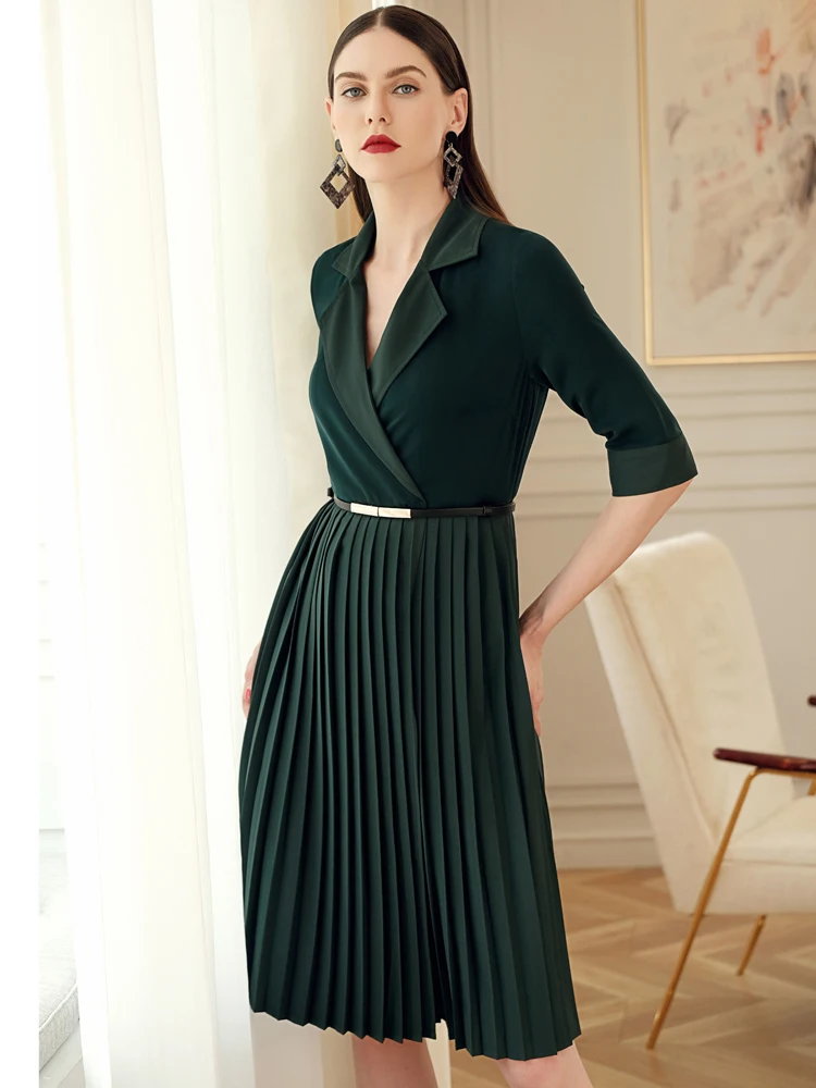 

2019 New Casual Solid Notched Cascading Ruffle Dresses Ball Gown Haif Sashes Temperamental Simplicity Vogue Comfortable Dress