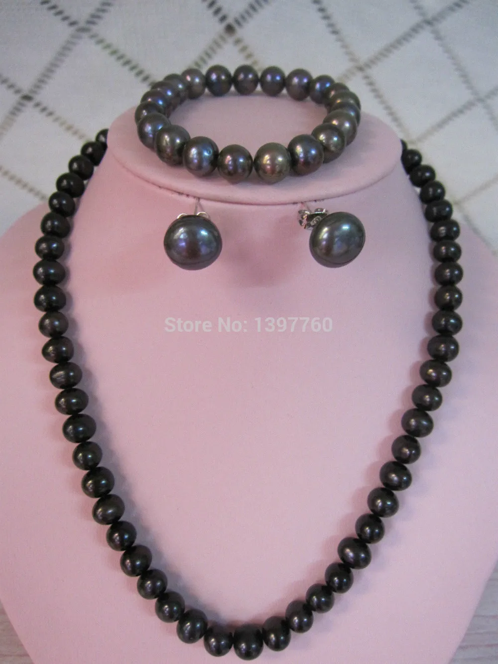 

Miss charm Jew.59 Purple&Black Pearl Jewelry Set-Necklace+Bracelet+Earrings-100%Guarantee Genuine (A0423)