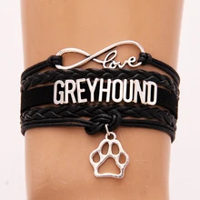 Бесконечность любви борзая браслет и браслеты собака paw Шарм кожа плетеные украшения для мужчин и женщин Рождественский подарок